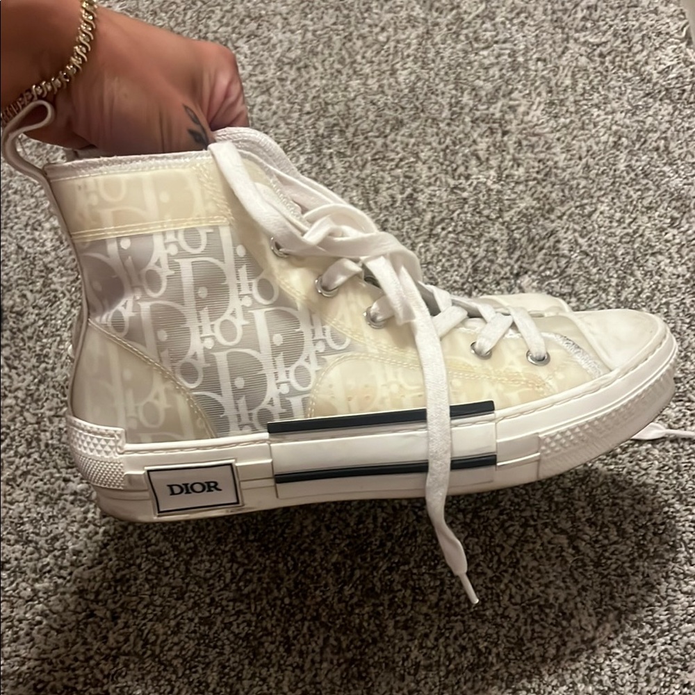 Dior High-Top Sneakers in White and Cream
